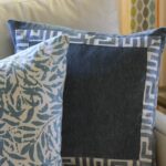 blue pillows with custom banding tape