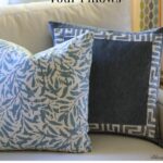 blue pillows with custom banding tape