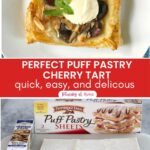 cherry tart and puff pastry recipe graphic