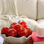 red and whtie DIY decoupage Christmas ornaments
