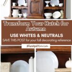 hutch decorated with white and neutral dishes and accessories graphic