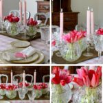 pretty pink tulip Valentine's tablescape