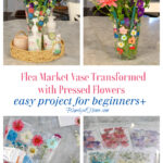 pressed flower vase with fresh flowers