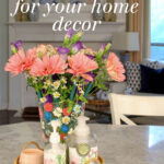 pressed flower vase with fresh flowers
