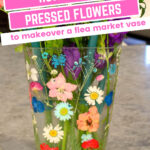 pressed flower vase with fresh flowers