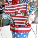 patriotic decoupage terra cotta pot with decorations